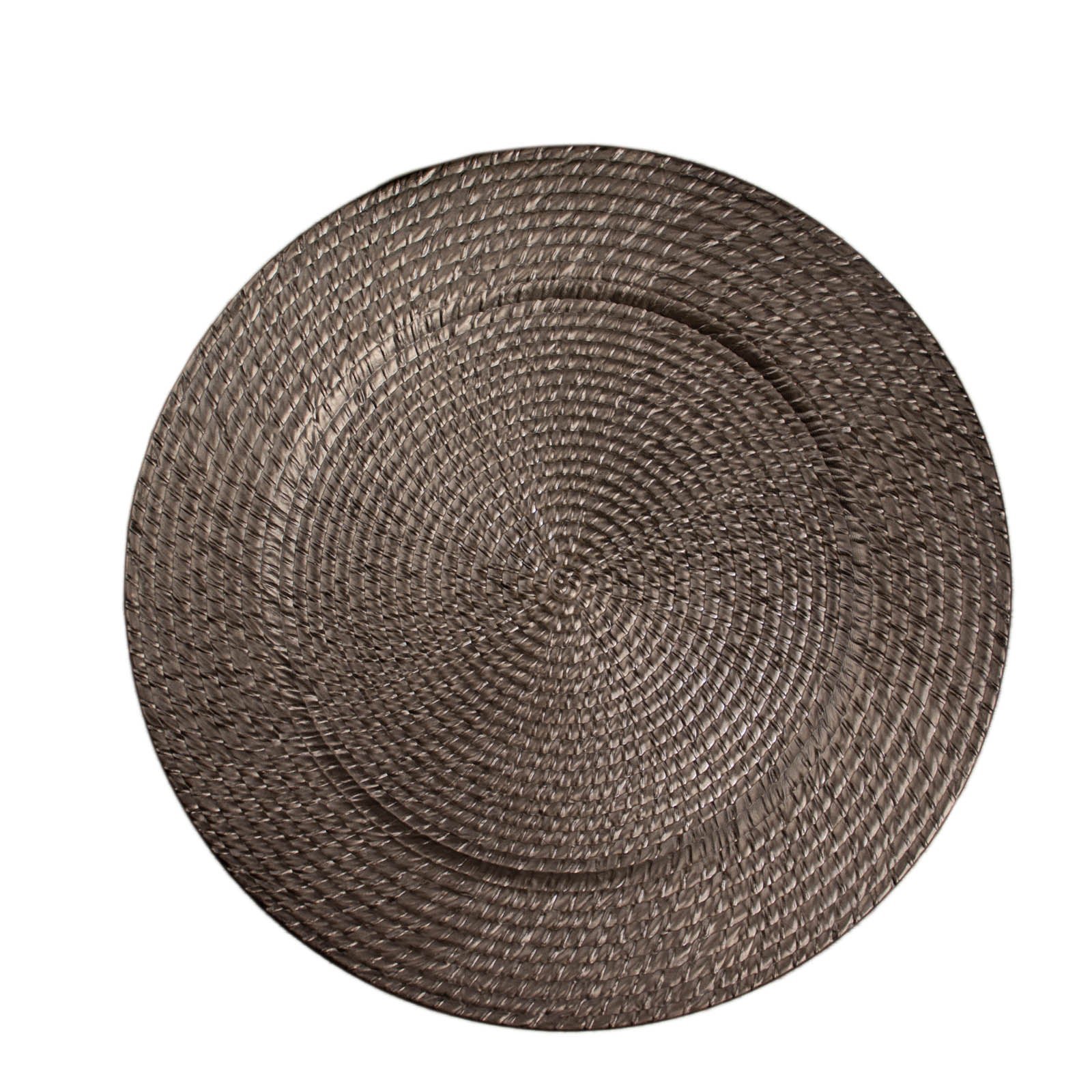 Alternative view of 12-Pack Acrylic Charger Plates 13" Round Natural Brown with Rattan-Like Design - Farmhouse Disposable Plastic Charger Tableware