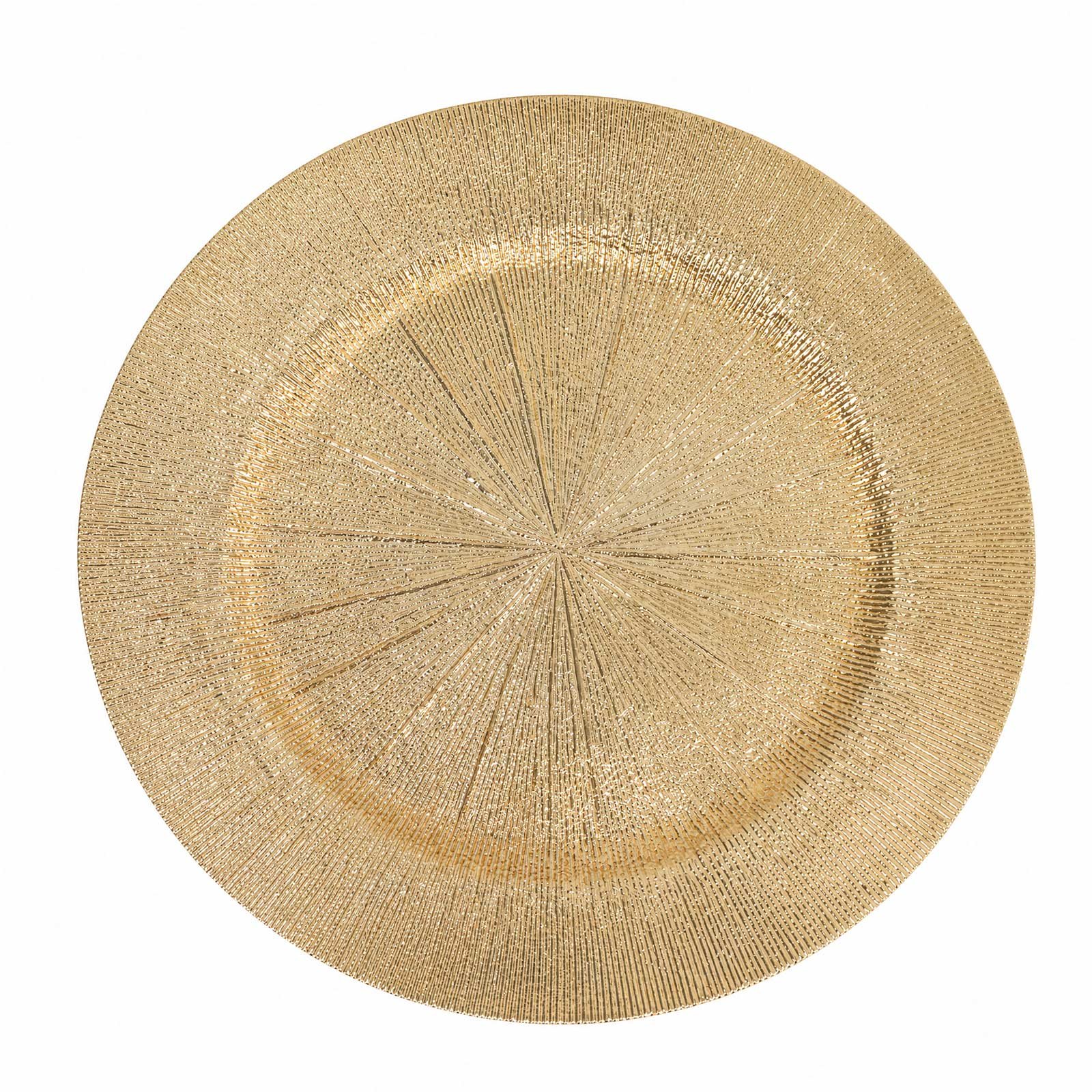 Alternative view of 6 Pack Gold Acrylic Charger Plates 13", Round Sunburst Textured Table Chargers